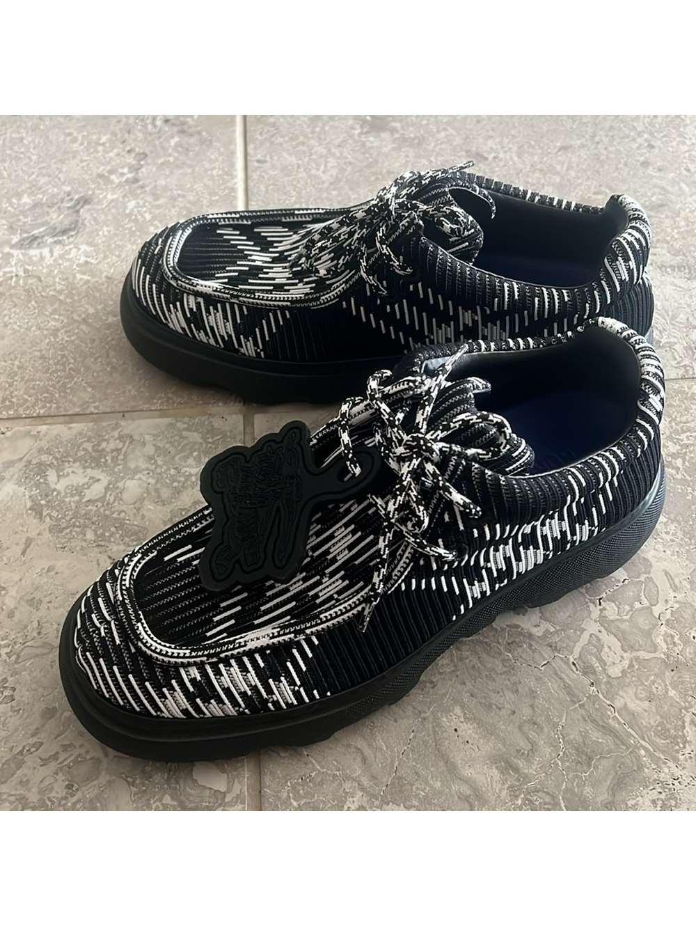 Burberry Creeper Check Woven Lace Up Boots Black Made in Italy, NWT, EU Size 44 - Picture 6 of 16